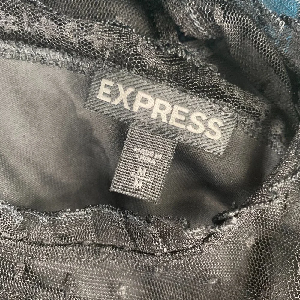 Express Mock Neck Ruffle & Lace Long Sleeve Top - Picture 6 of 7